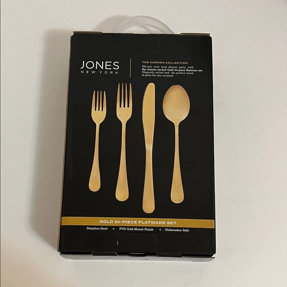 Jones New York Aurora Gold 24-piece Flatware Set Collection